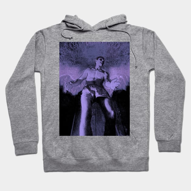 Portrait, digital collage and special processing. Angel in underpants in room. Astonishing. Light violet and dim. Hoodie by 234TeeUser234